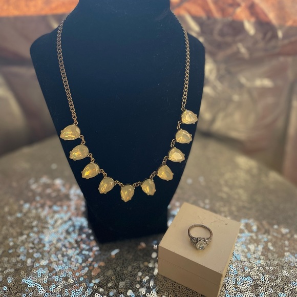 Opal Simulated Necklace & Ring Set - Picture 10 of 10